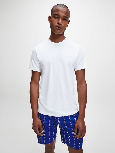 Calvin Klein Ruhák HU735635 | Calvin Klein Comfort Cotton Férfi Lounge Póló Fehér / Kék